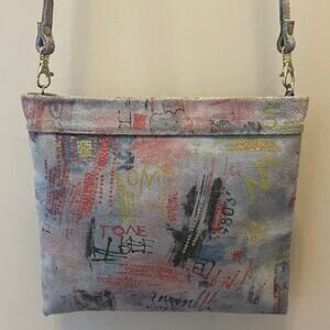 CoFi Genuine Leather Crossbody | Graffiti Print, Y2K Streetwear Detachable Strap